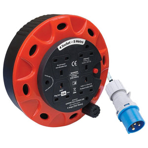 Caravan Mains Power Extension Reels - 16A Plug to 13A Sockets - Varied Lengths