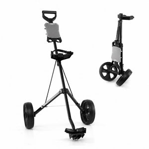 Foldable 2-Wheel Golf Push Cart with Scorecard Holder