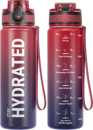 Hydro Sports Motivational Leak-Proof Water Bottle with Measurements & Timings