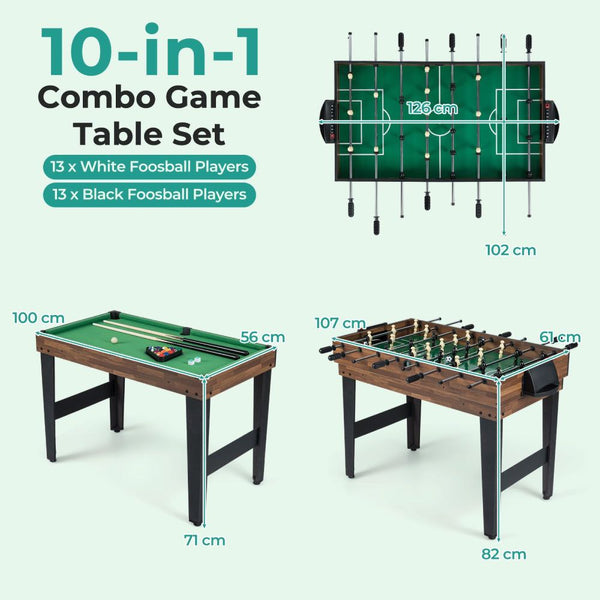 10-in-1 Multi Games Table with Interchangeable Playing Surfaces