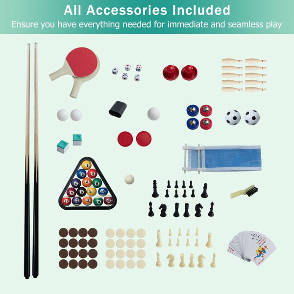 10-in-1 Multi Games Table with Interchangeable Playing Surfaces