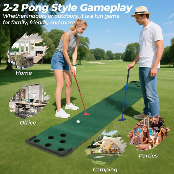 11ft Golf Putting Game Mat with 2 Adjustable Putters