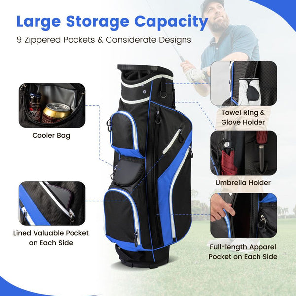 14-Way Golf Cart Bag with Cooler Pocket & Rain Hood
