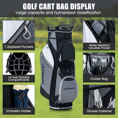 14-Way Golf Cart Bag with Full-Length Dividers & Cooler Pocket