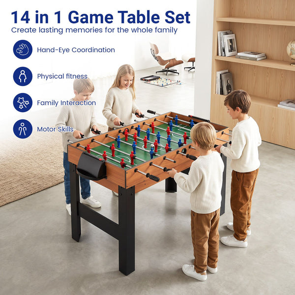 14-in-1 Multi Games Combo Table with Interchangeable Playing Surfaces