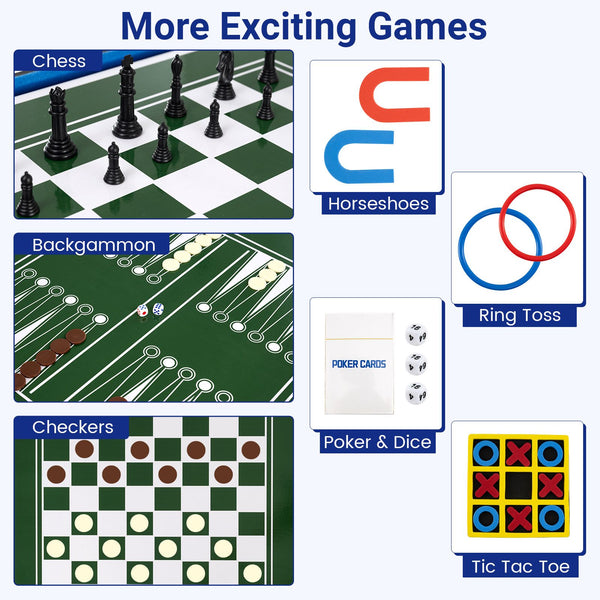 14-in-1 Multi Games Combo Table with Interchangeable Playing Surfaces