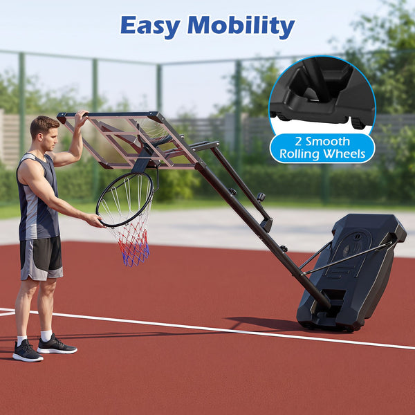 16-Level Adjustable Basketball Hoop with Weight Bag & Wheels