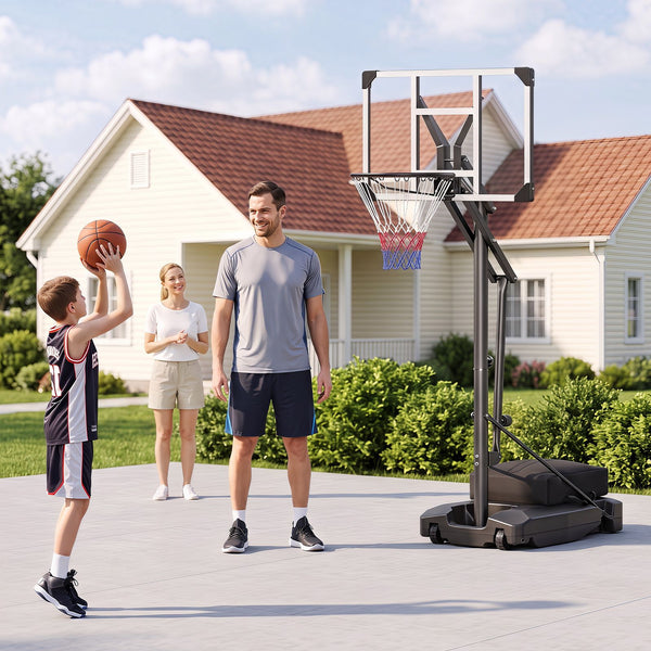 16-Level Adjustable Basketball Hoop with Weight Bag & Wheels