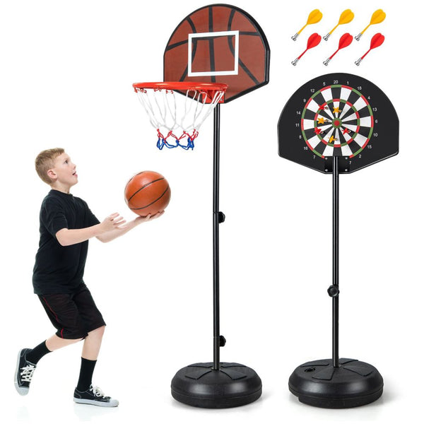 2-in-1 Kids Basketball Hoop & Magnetic Dart Board Set