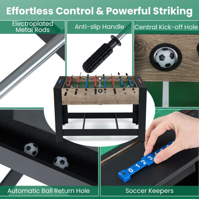 2-in-1 Swivel Games Table with Table Football & Billiards