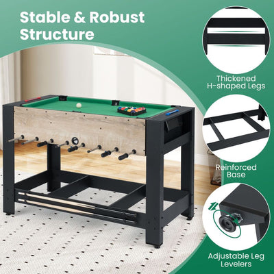 2-in-1 Swivel Games Table with Table Football & Billiards
