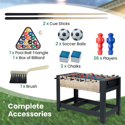 2-in-1 Swivel Games Table with Table Football & Billiards