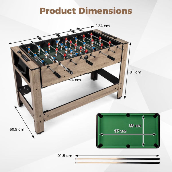 2-in-1 Swivel Games Table with Table Football & Pool