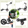 3-Wheel Folding Golf Push Cart with Adjustable Handle & Foot Brake