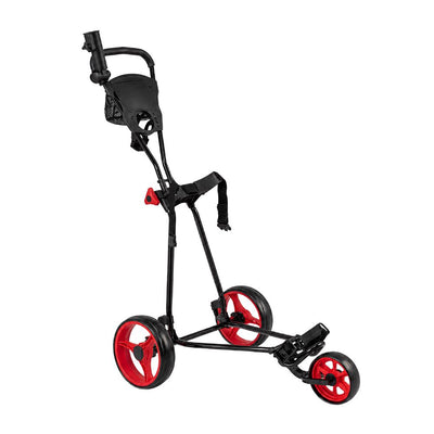 3-Wheel Folding Golf Push Cart with Adjustable Handle & Foot Brake