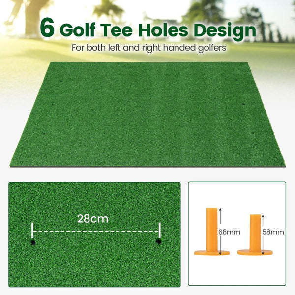 3-in-1 Golf Practice Hitting Mat with Alignment Sticks