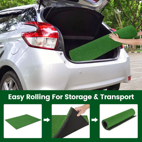 3-in-1 Golf Practice Hitting Mat with Alignment Sticks