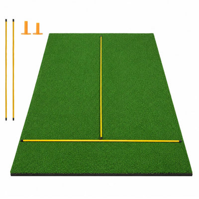 3-in-1 Golf Practice Hitting Mat with Alignment Sticks