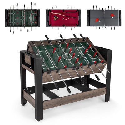 3-in-1 Swivel Games Table with Table Football, Pool & Table Tennis
