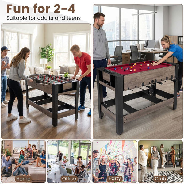 3-in-1 Swivel Games Table with Table Football, Pool & Table Tennis