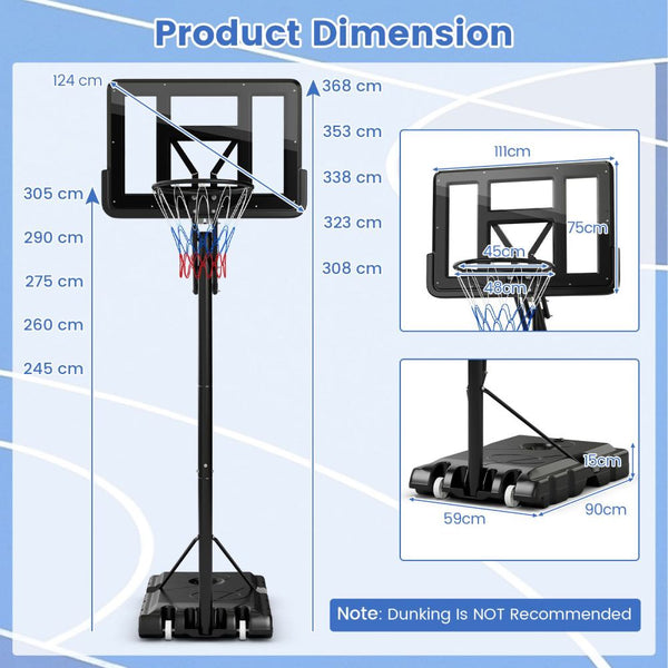 44-Inch Basketball Hoop with Quick-Lift Height Adjustment