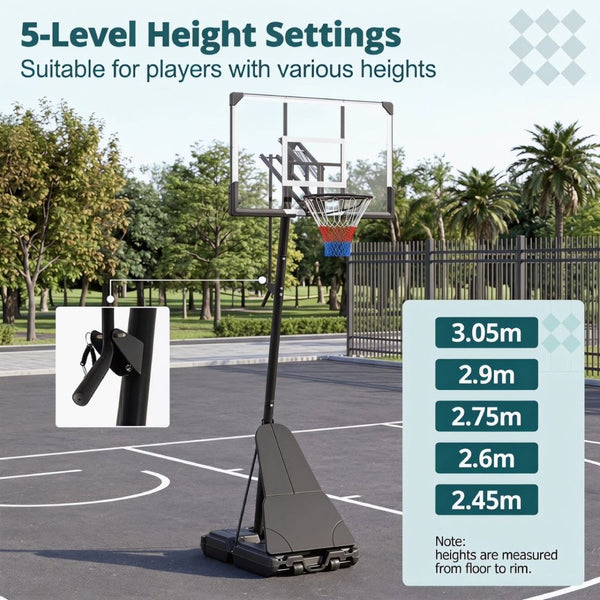 44-Inch Basketball Hoop with Rebound Plate & Crank Height Adjustment