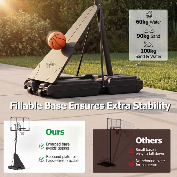 44-Inch Basketball Hoop with Rebound Plate & Crank Height Adjustment