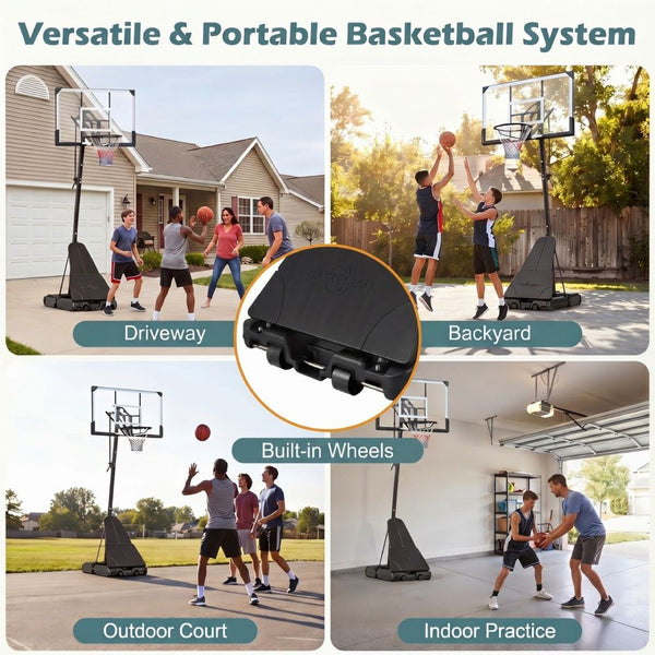 44-Inch Basketball Hoop with Rebound Plate & Crank Height Adjustment