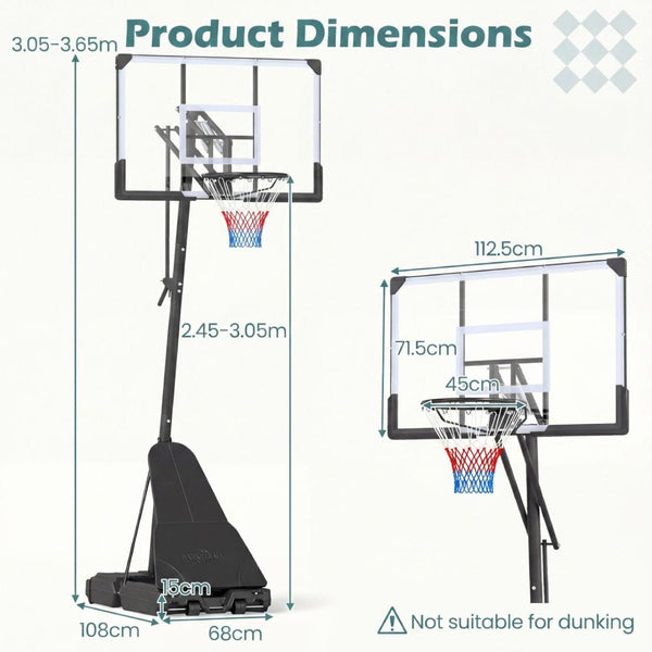 44-Inch Basketball Hoop with Rebound Plate & Crank Height Adjustment
