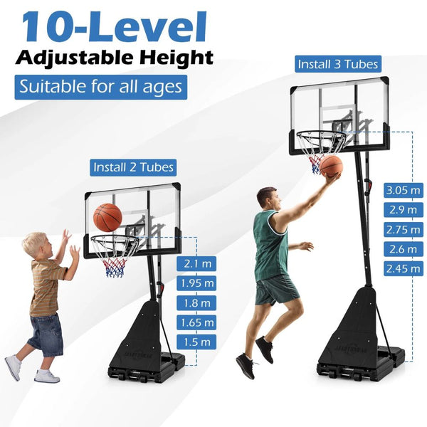 44-Inch Portable Basketball Hoop with Adjustable Height & Training Rebounder