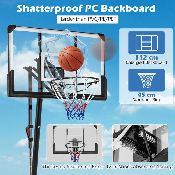 44-Inch Portable Basketball Hoop with Adjustable Height & Training Rebounder