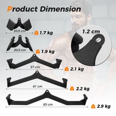 5-Piece LAT Pulldown Cable Attachment Set for Home & Commercial Gyms