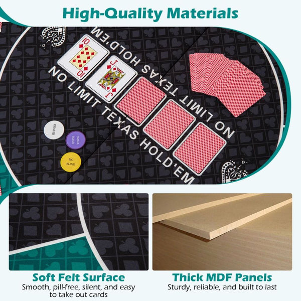 6-Player Foldable Round Poker & Blackjack Table Top