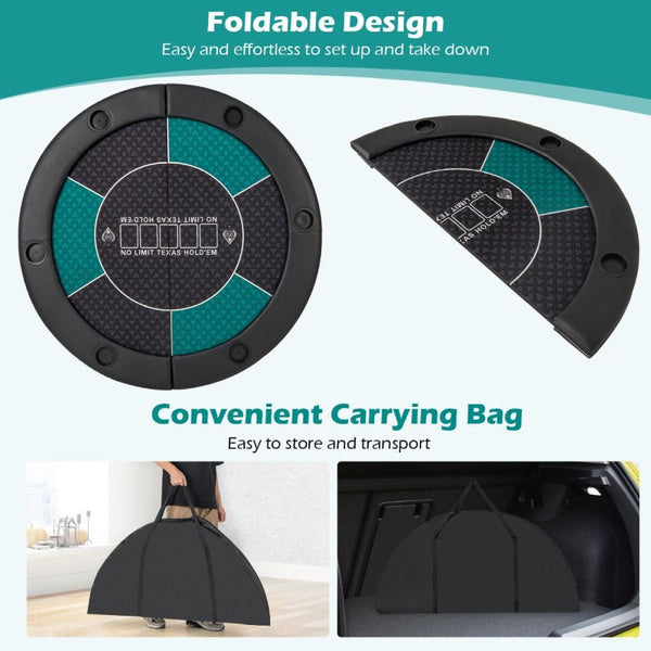 6-Player Foldable Round Poker & Blackjack Table Top