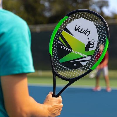 Uwin Champion PRO 27" Adults Tennis Racket in Black & Green