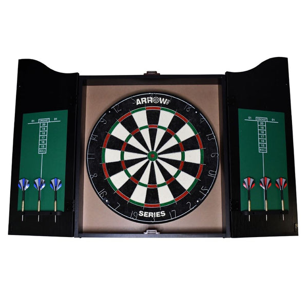 Arrow180 Premium Dartboard Cabinet Set with Sisal Bristle Board