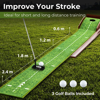 Automatic Ball Return Golf Putting Mat with Alignment Guide
