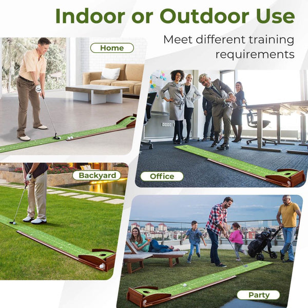 Automatic Ball Return Golf Putting Mat with Alignment Guide