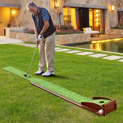Automatic Ball Return Golf Putting Mat with Alignment Guide