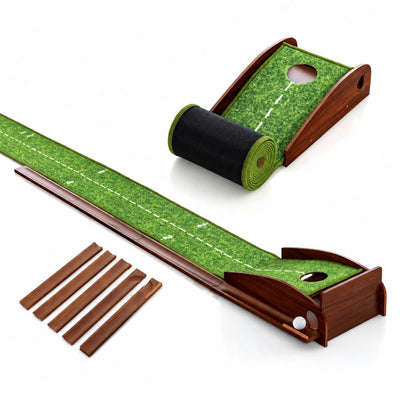 Automatic Ball Return Golf Putting Mat with Alignment Guide