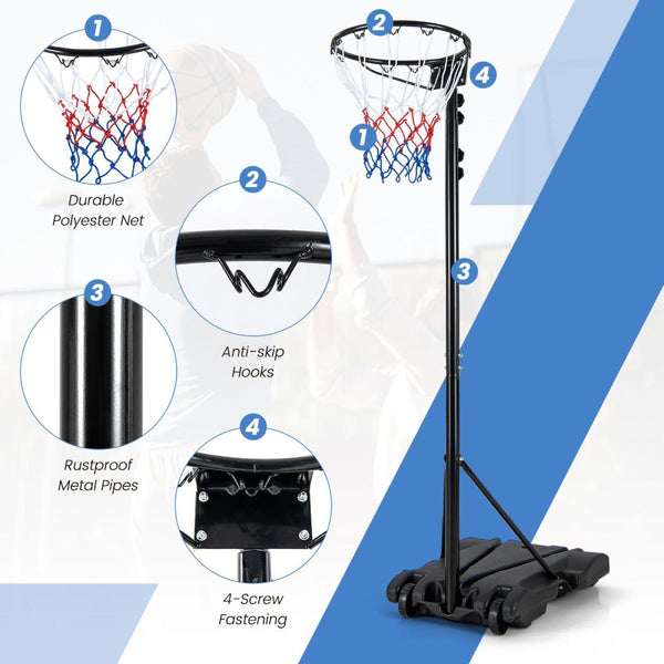 Backboard-Free Basketball Hoop with Adjustable Regulation Height