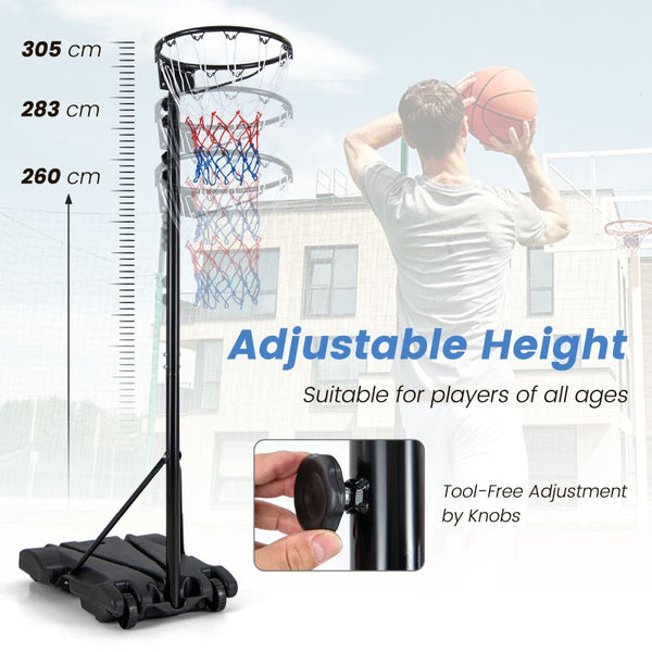Backboard-Free Basketball Hoop with Adjustable Regulation Height