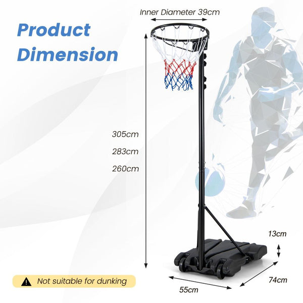 Backboard-Free Basketball Hoop with Adjustable Regulation Height