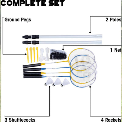 Baseline 4 Player Pro Badminton Set with Net & Bag