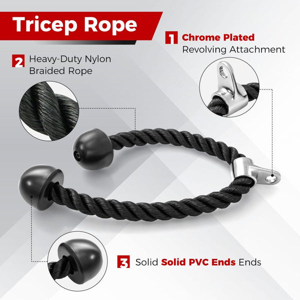 Cable Machine Attachment Set with LAT Pulldown, Row & Tricep Handles
