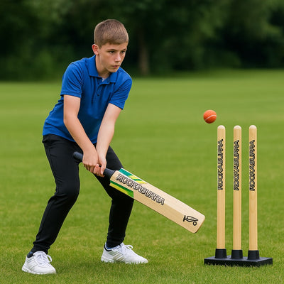 Cricket Wooden Practice Stumps with Plastic Base by Kookaburra