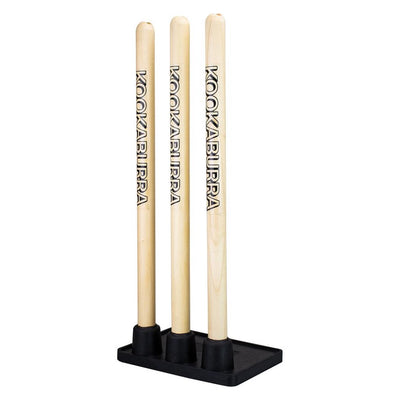 Kookaburra Cricket Wooden Practice Stumps with Plastic Base for Versatile Use