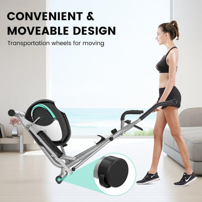 Magnetic Cross Trainer with Built-in Transport Wheels for Convenience