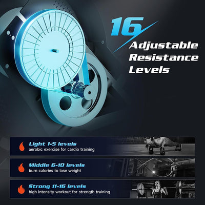 Indoor Rowing Machine with 16-Level Adjustable Magnetic Resistance for Intense Cardio Workouts