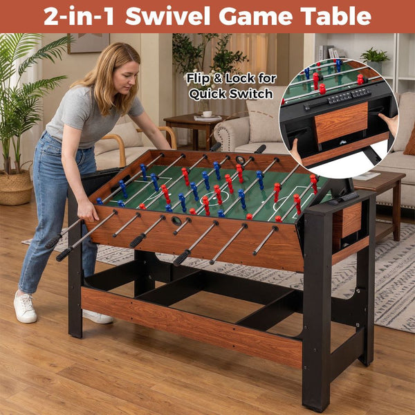 Dual Swivel 2-in-1 Games Table with Table Football & Billiards